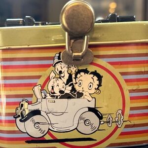 Vintage Betty Boop Cartoon Metal locking  piggy bank.